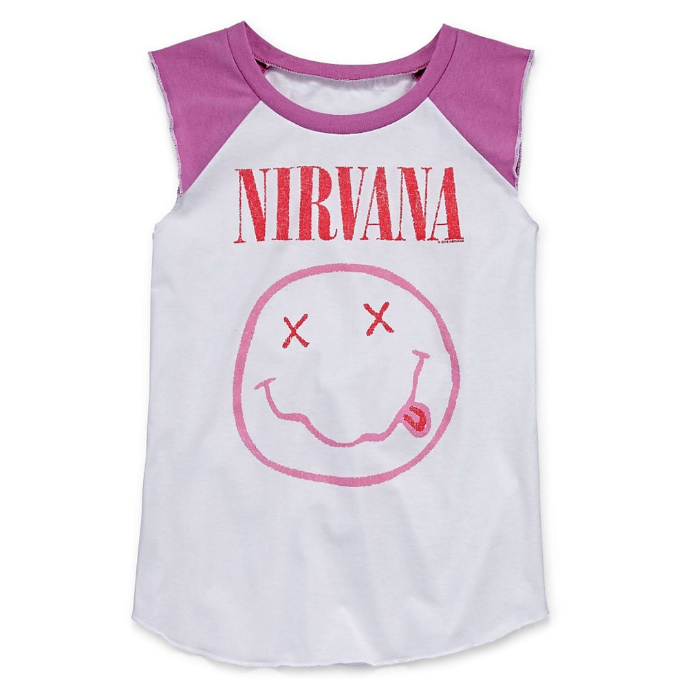Nirvana Smiley grunge punk rock Girls'4-16 Plus Official T-Shirt XL XXL NWT